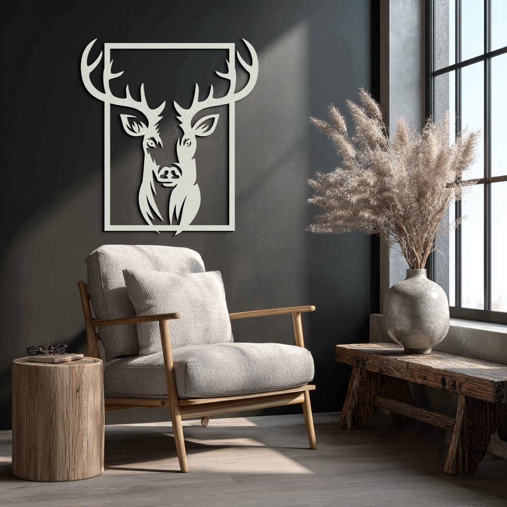 Majestic Deer Metal Wall Art - Nature-Inspired Minimalist Decor- KAF190