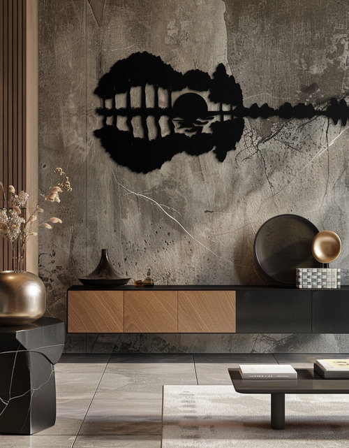 Load image into Gallery viewer, Guitar Landscape Metal Wall Art – Music & Nature Fusion - KAF191