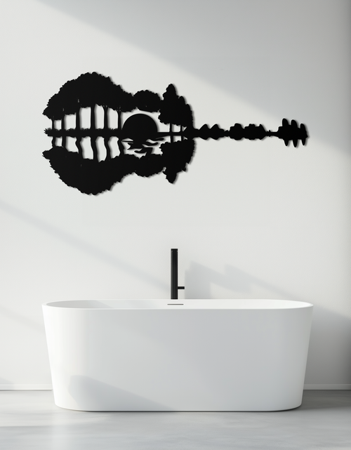 Load image into Gallery viewer, Guitar Landscape Metal Wall Art – Music & Nature Fusion - KAF191