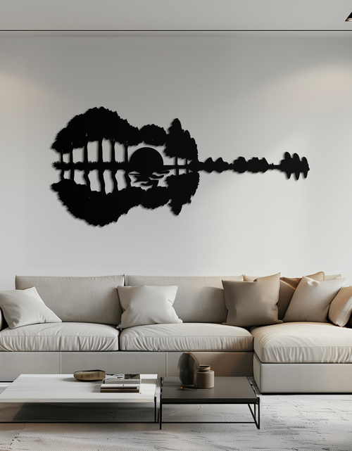 Load image into Gallery viewer, Guitar Landscape Metal Wall Art – Music & Nature Fusion - KAF191