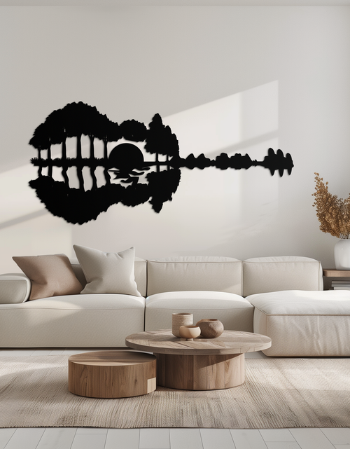 Load image into Gallery viewer, Guitar Landscape Metal Wall Art – Music & Nature Fusion - KAF191