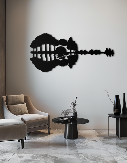 Load image into Gallery viewer, Guitar Landscape Metal Wall Art – Music & Nature Fusion - KAF191