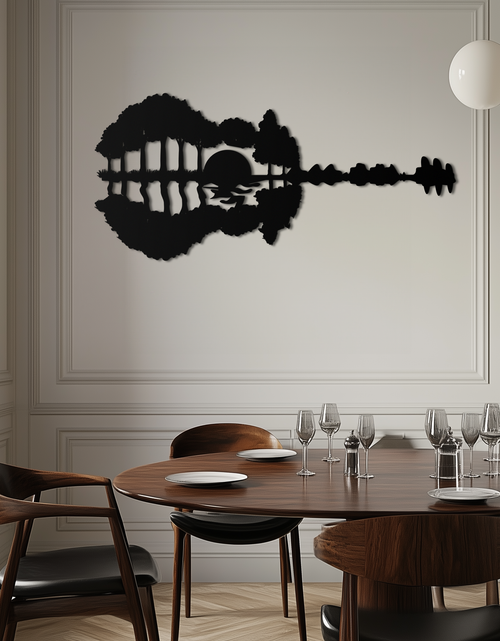 Load image into Gallery viewer, Guitar Landscape Metal Wall Art – Music & Nature Fusion - KAF191