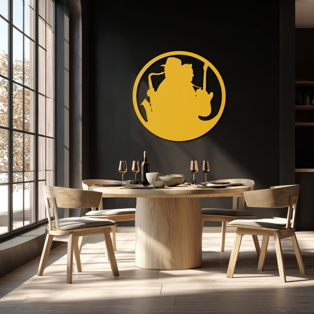 Jazz Musicians Metal Wall Art – Saxophone & Guitar Design - KAF192