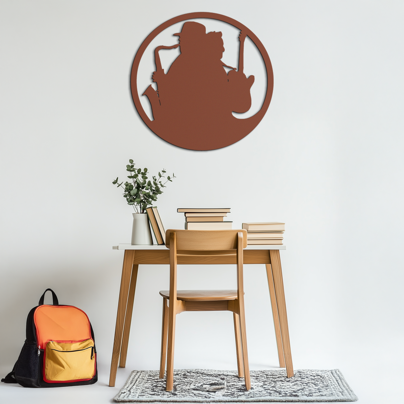 Jazz Musicians Metal Wall Art – Saxophone & Guitar Design - KAF192