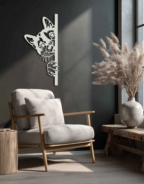 Load image into Gallery viewer, Peeking Cat Metal Wall Art – Cute Kitty Home Decor - KAF193