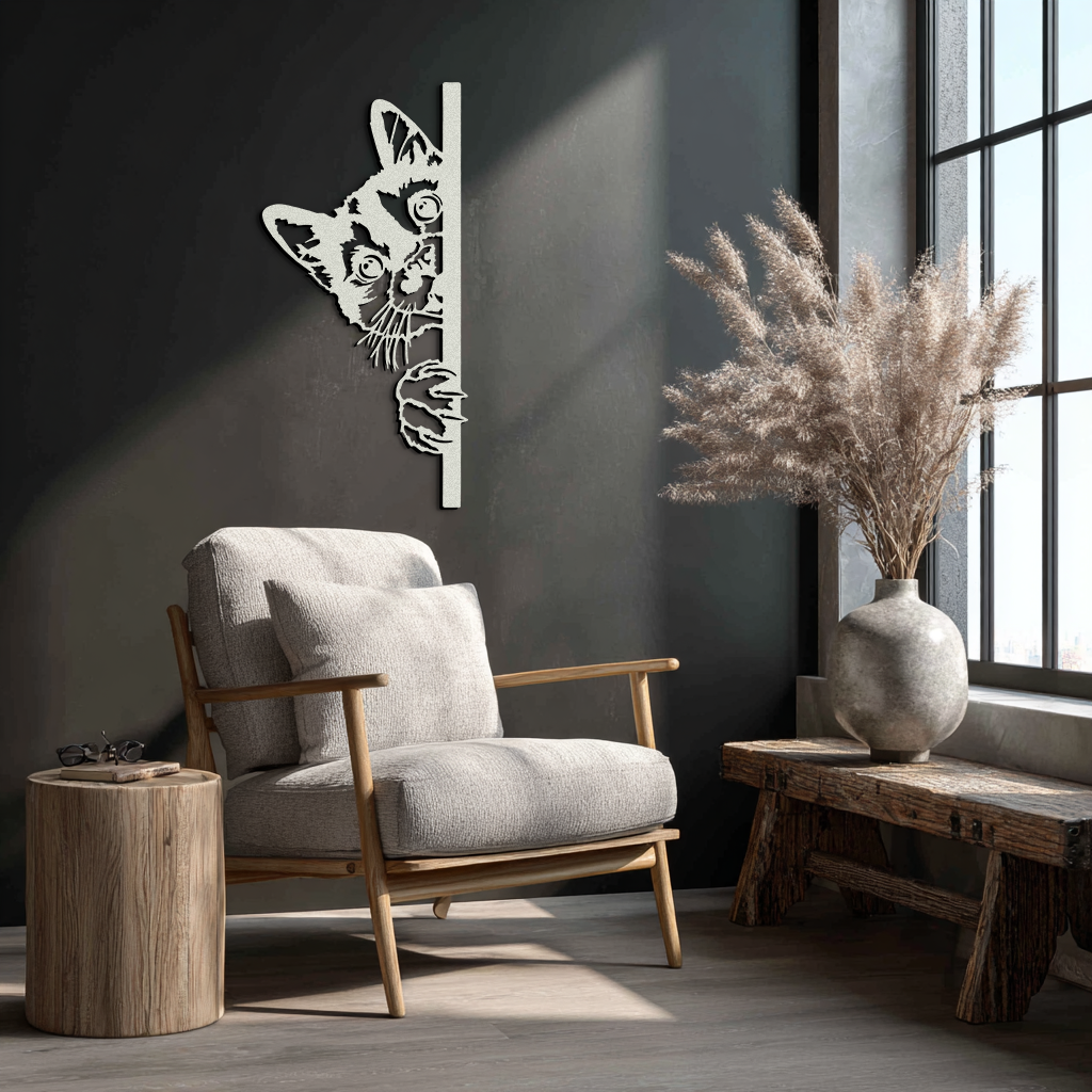 Peeking Cat Metal Wall Art – Cute Kitty Home Decor - KAF193