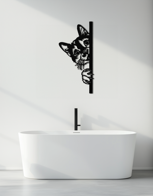 Load image into Gallery viewer, Peeking Cat Metal Wall Art – Cute Kitty Home Decor - KAF193