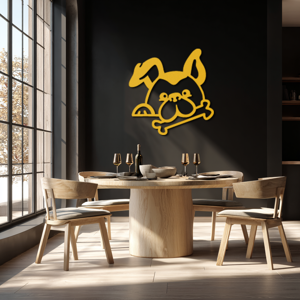 Bone-Holding Dog Metal Wall Art - Playful Pet Decor - KAF194