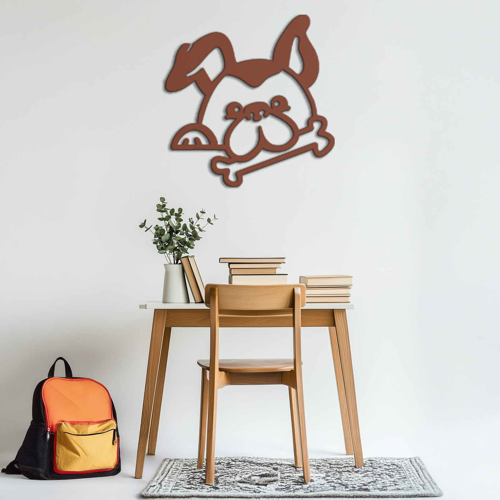 Bone-Holding Dog Metal Wall Art - Playful Pet Decor - KAF194