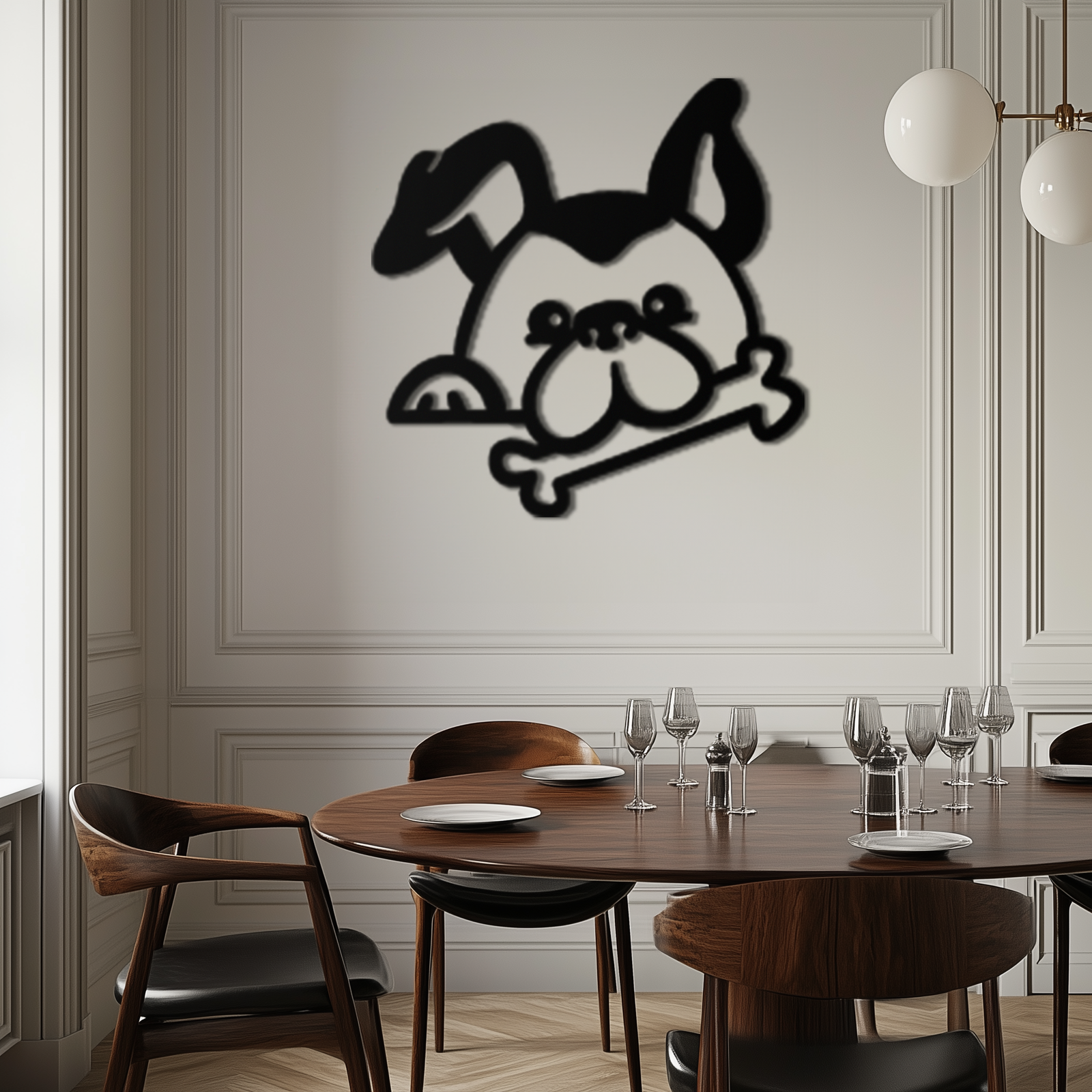 Bone-Holding Dog Metal Wall Art - Playful Pet Decor - KAF194