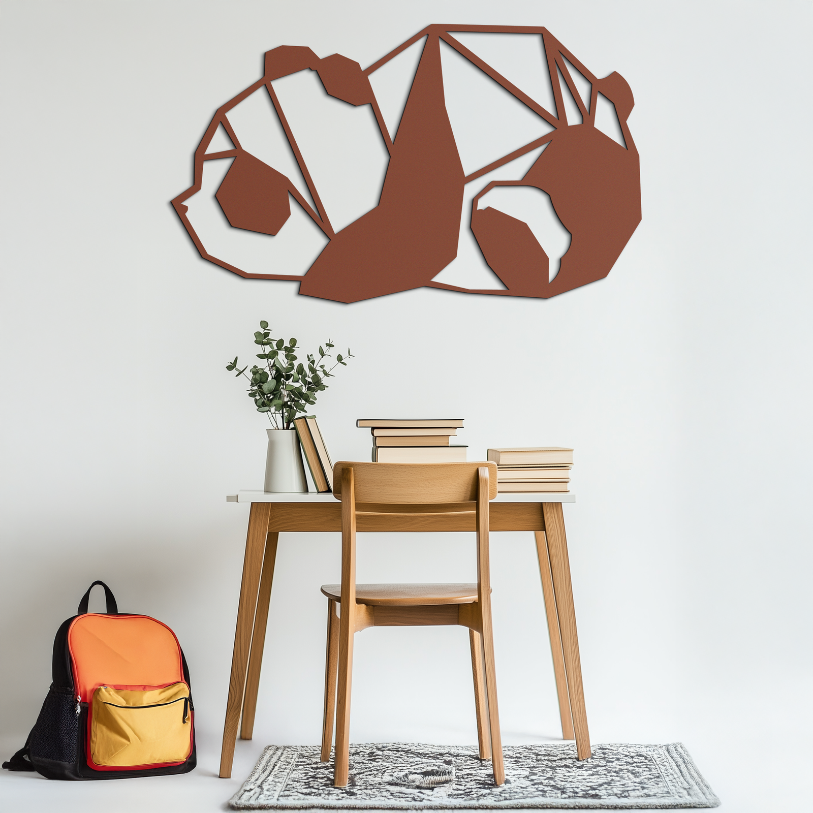 Geometric Sleeping Panda Metal Wall Art - Minimalist & Modern Decor - KAF195