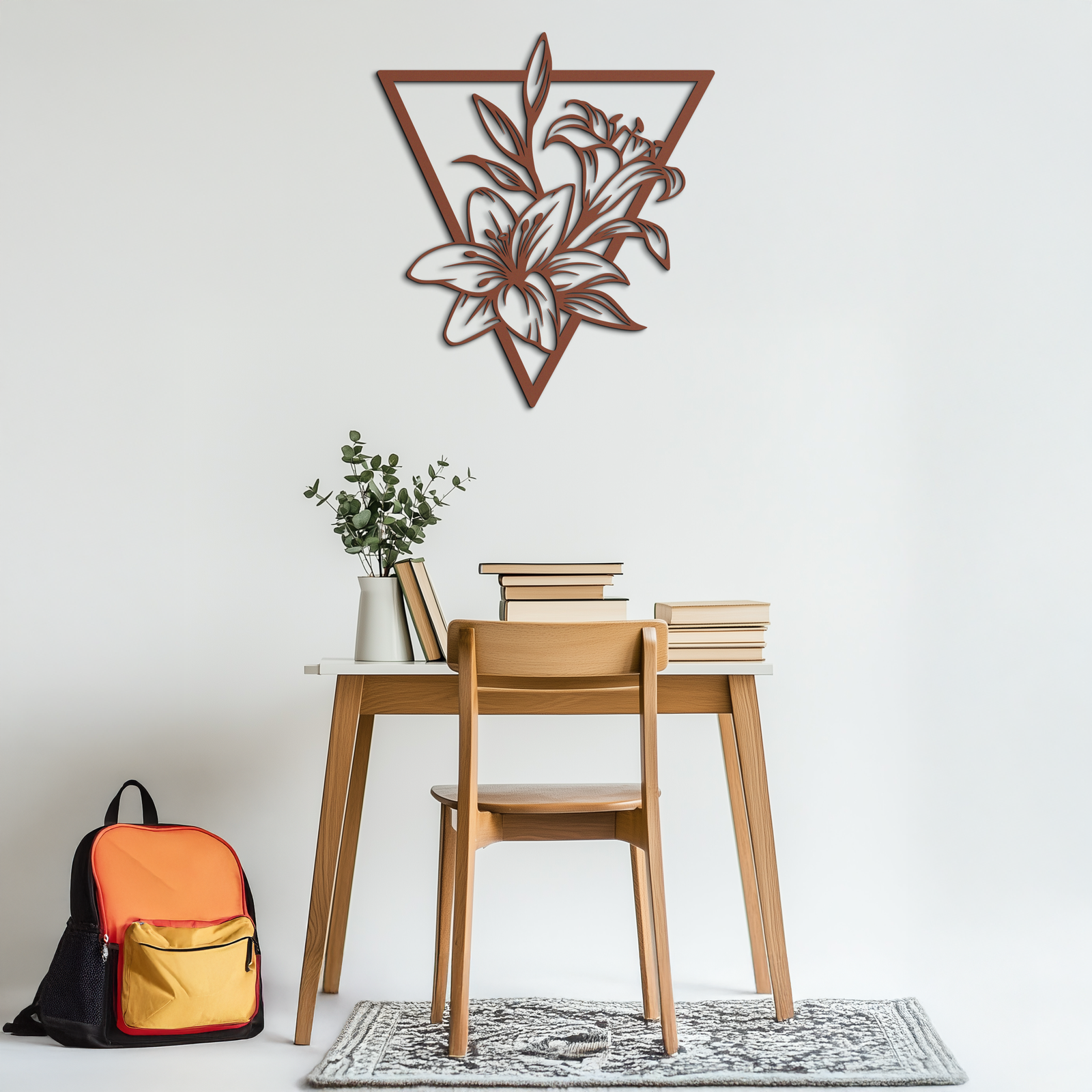 Geometric Lily Flower Metal Wall Art – Elegant Floral Design for Modern Decor - KAF196