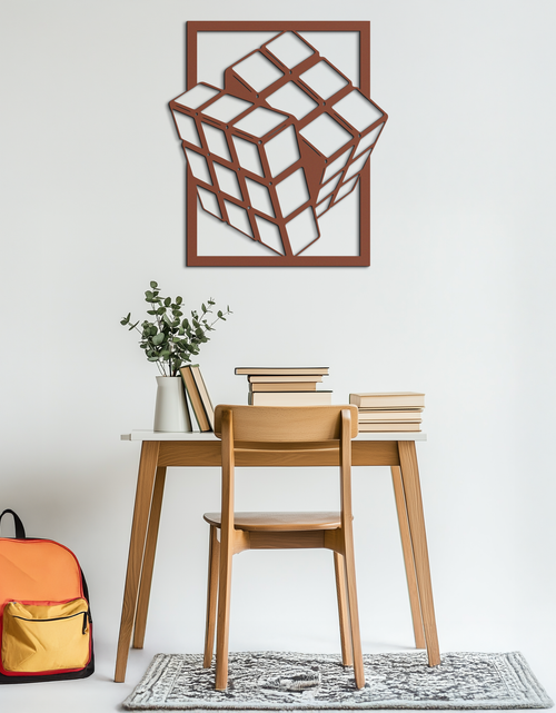 Load image into Gallery viewer, Geometric Rubik’s Cube Metal Wall Art – Modern Puzzle Enthusiast Decor - KAF197