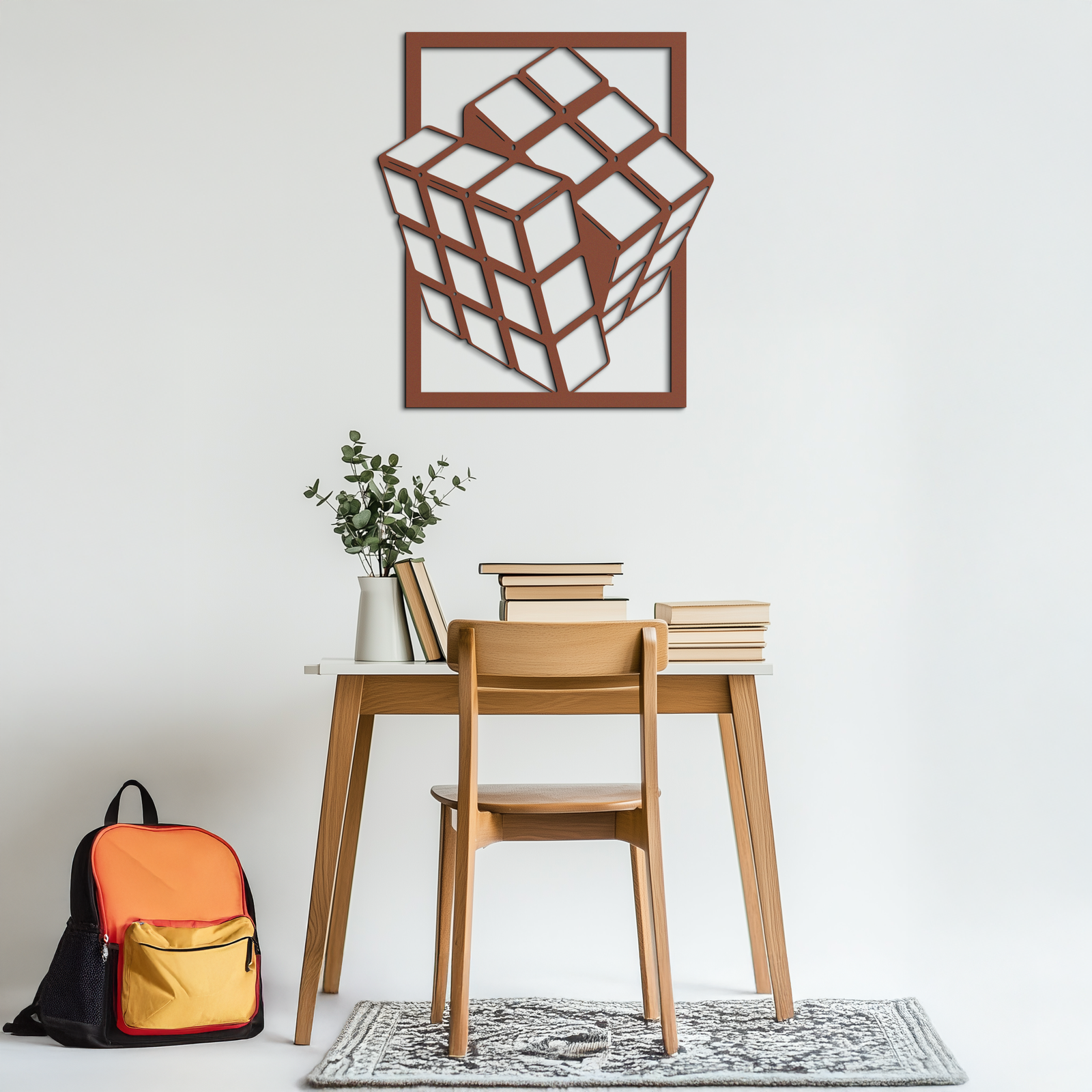 Geometric Rubik’s Cube Metal Wall Art – Modern Puzzle Enthusiast Decor - KAF197