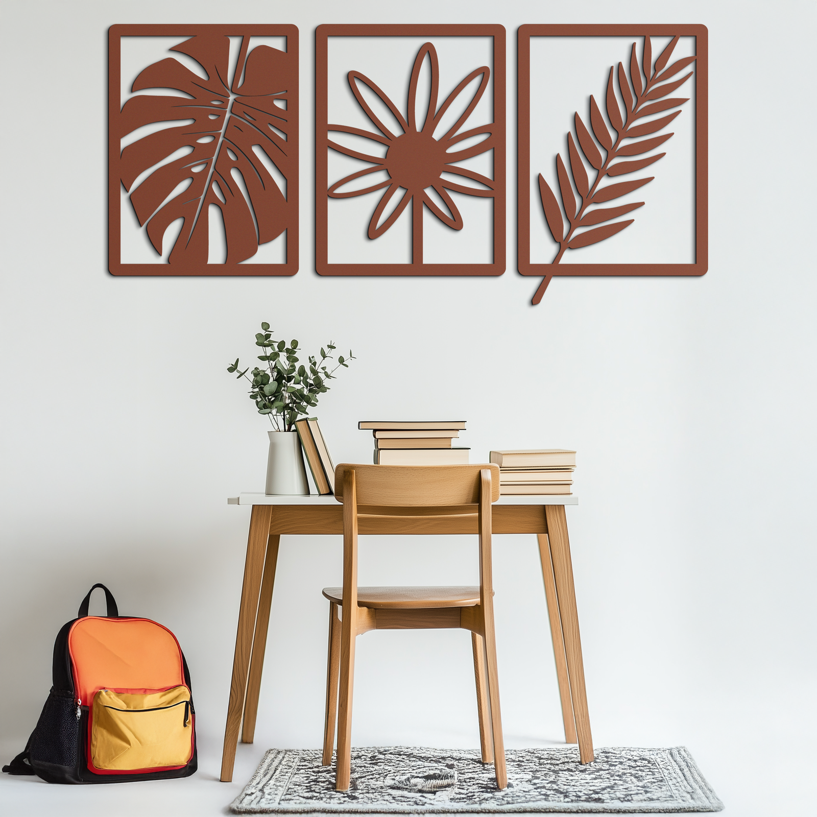 Botanical Metal Wall Art Set - Nature-Inspired Minimalist Decor - KAF198