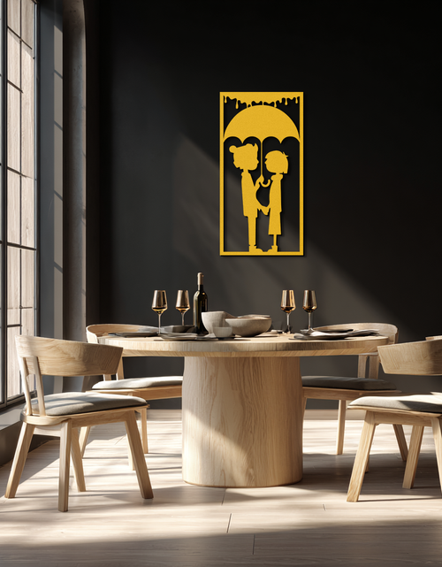 Load image into Gallery viewer, Romantic Couple Under Umbrella Metal Wall Art - Love & Rain-Inspired Decor - KAF199