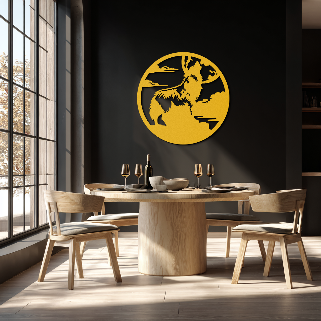 Howling Wolf Metal Wall Art - Nature-Inspired Minimalist Decor - KAF200