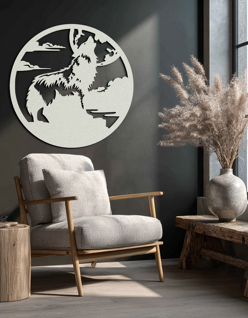 Load image into Gallery viewer, Howling Wolf Metal Wall Art - Nature-Inspired Minimalist Decor - KAF200