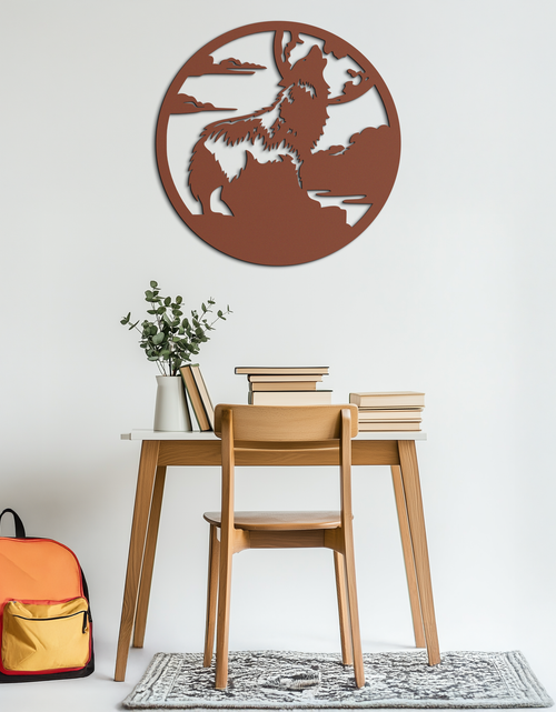 Load image into Gallery viewer, Howling Wolf Metal Wall Art - Nature-Inspired Minimalist Decor - KAF200