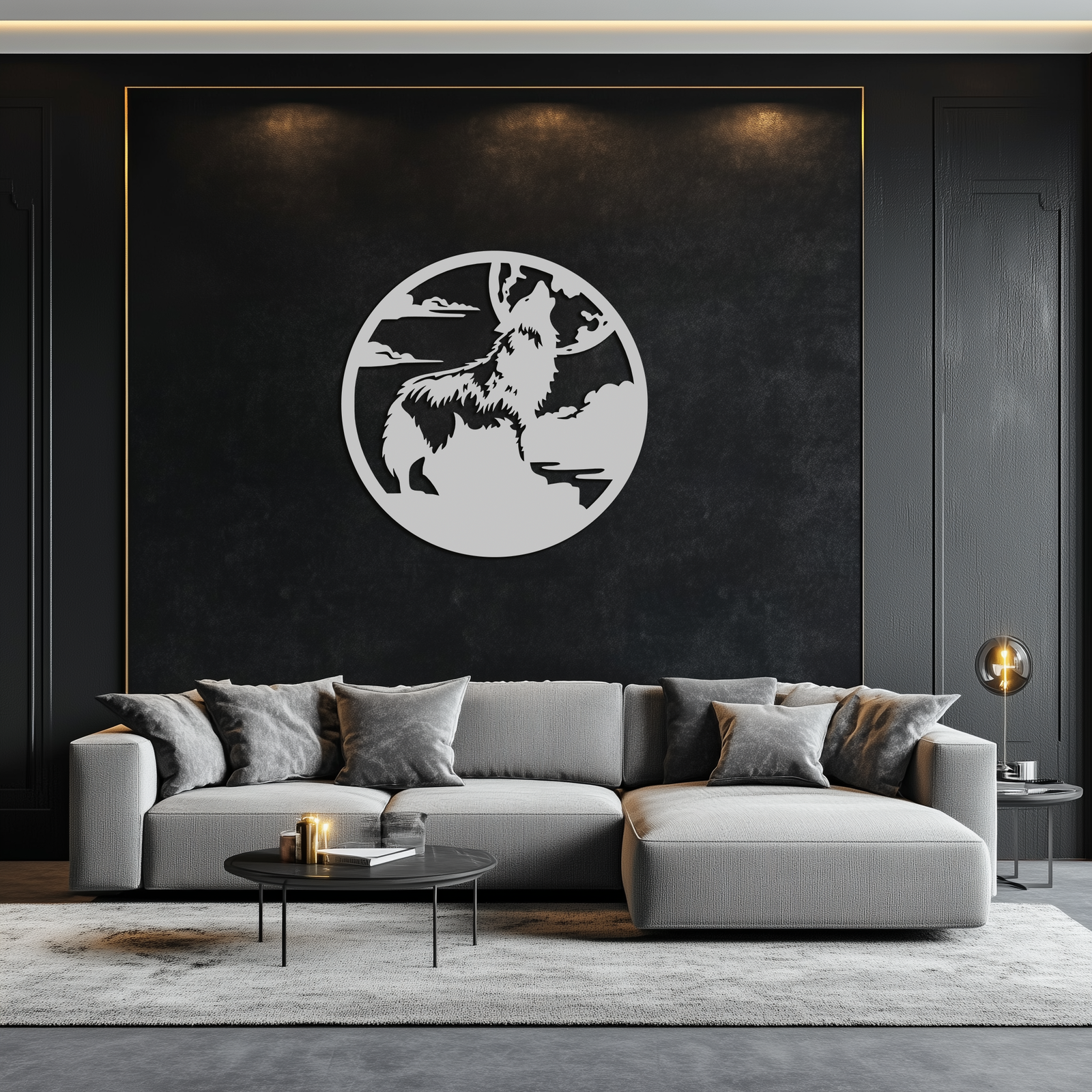 Howling Wolf Metal Wall Art - Nature-Inspired Minimalist Decor - KAF200