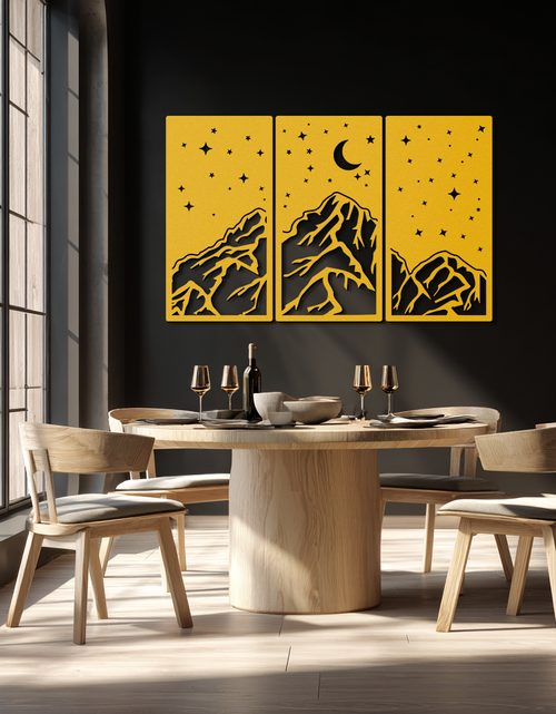 Load image into Gallery viewer, Mountain Nightscape Metal Wall Art - 3-Panel Modern Wall Decor - KAF202