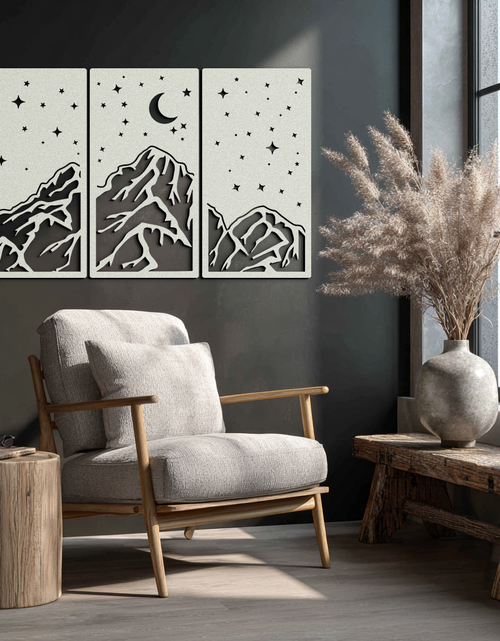 Load image into Gallery viewer, Mountain Nightscape Metal Wall Art - 3-Panel Modern Wall Decor - KAF202