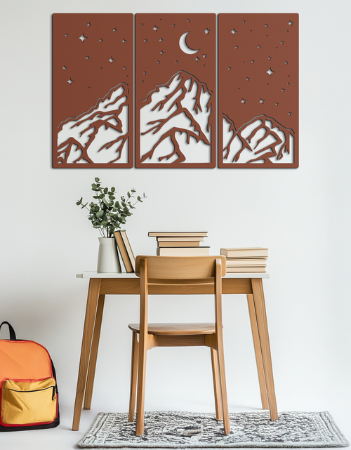 Load image into Gallery viewer, Mountain Nightscape Metal Wall Art - 3-Panel Modern Wall Decor - KAF202