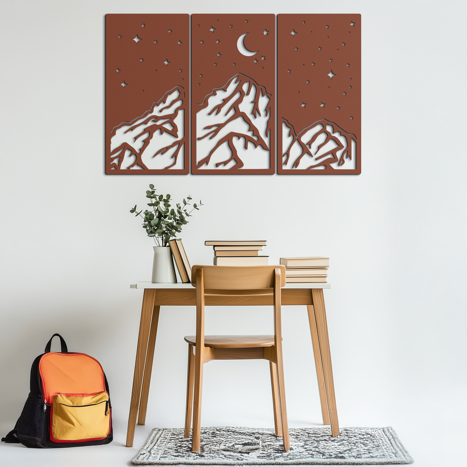 Mountain Nightscape Metal Wall Art - 3-Panel Modern Wall Decor - KAF202