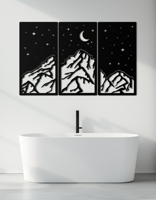 Load image into Gallery viewer, Mountain Nightscape Metal Wall Art - 3-Panel Modern Wall Decor - KAF202