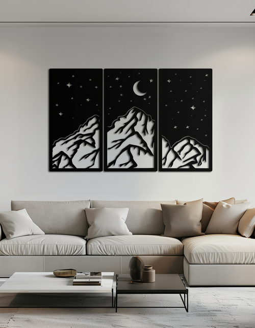 Load image into Gallery viewer, Mountain Nightscape Metal Wall Art - 3-Panel Modern Wall Decor - KAF202