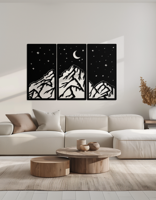 Load image into Gallery viewer, Mountain Nightscape Metal Wall Art - 3-Panel Modern Wall Decor - KAF202