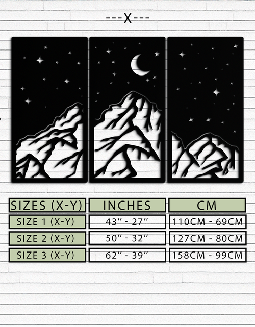 Load image into Gallery viewer, Mountain Nightscape Metal Wall Art - 3-Panel Modern Wall Decor - KAF202