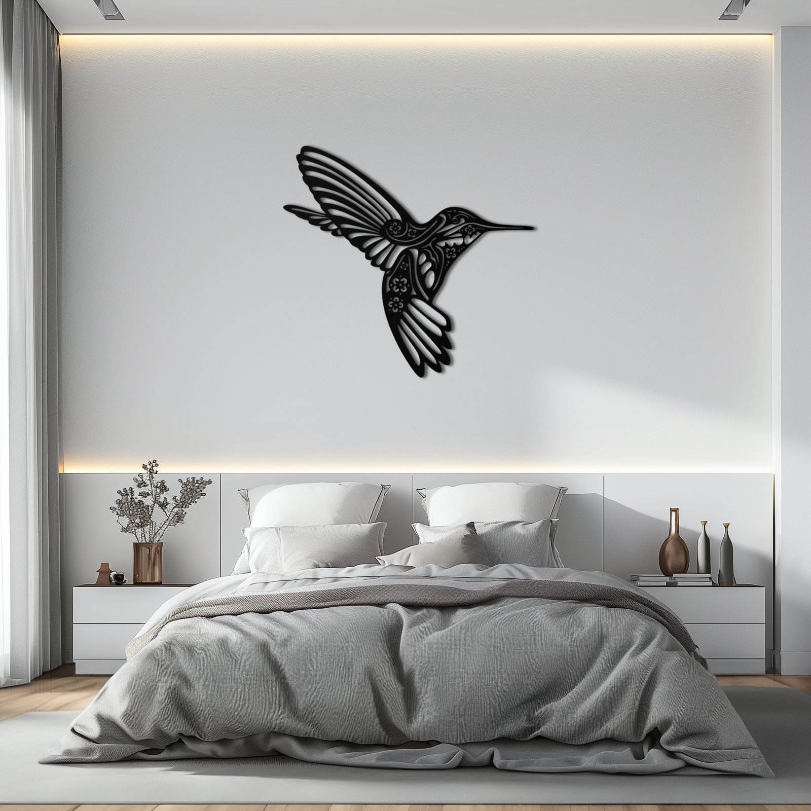 Hummingbird Metal Wall Art - Elegant Nature-Inspired Decor - KAF203