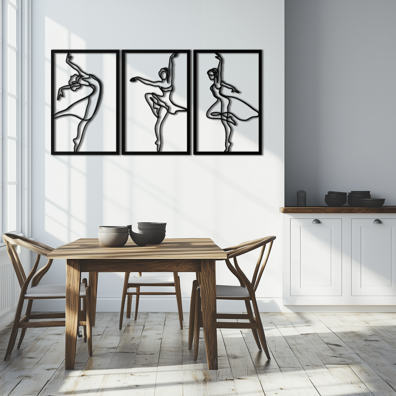 Elegant Ballerina Trio Metal Wall Art - Graceful Dance Silhouettes - KAF205