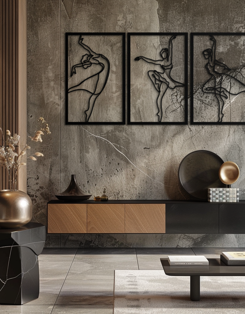 Load image into Gallery viewer, Elegant Ballerina Trio Metal Wall Art - Graceful Dance Silhouettes - KAF205