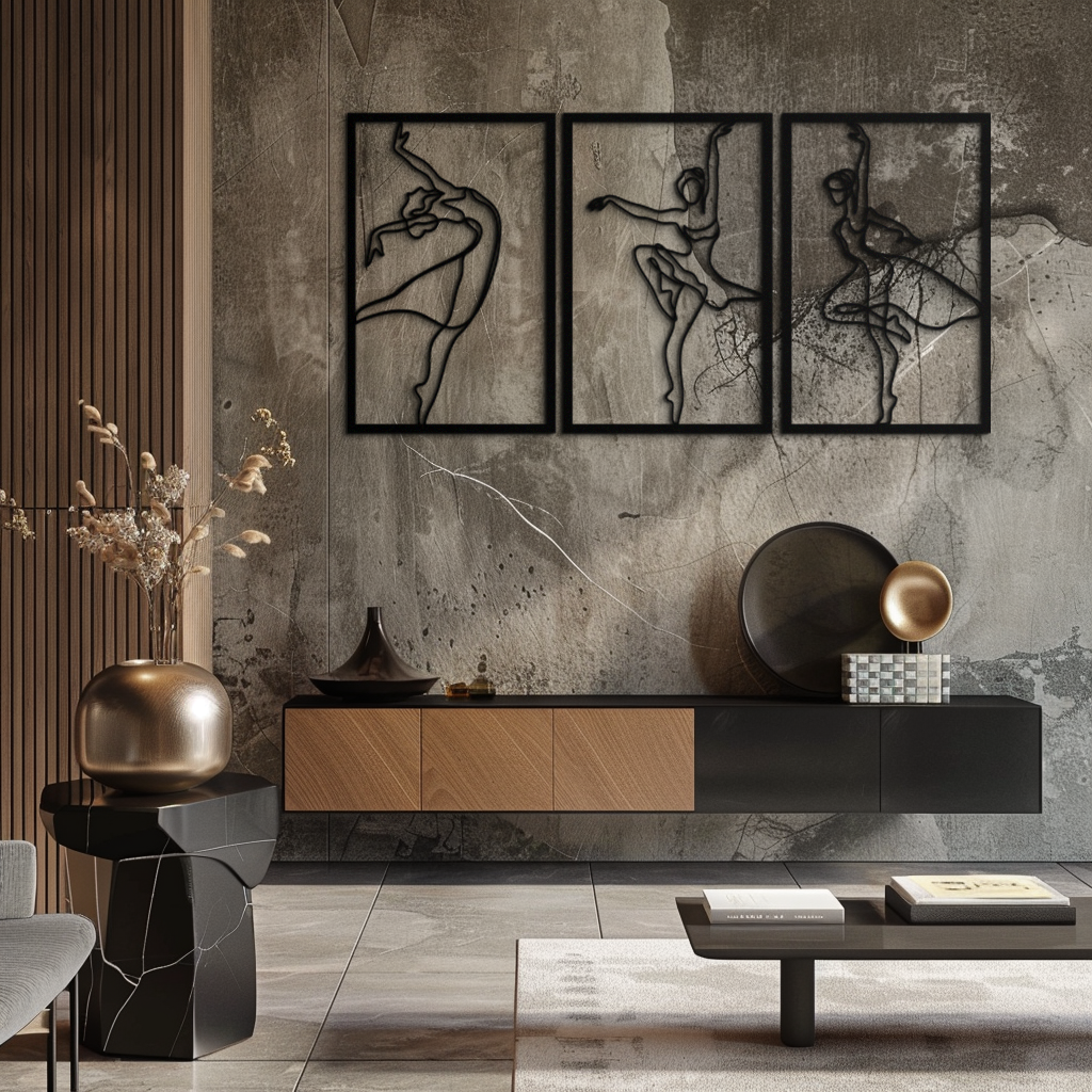 Elegant Ballerina Trio Metal Wall Art - Graceful Dance Silhouettes - KAF205