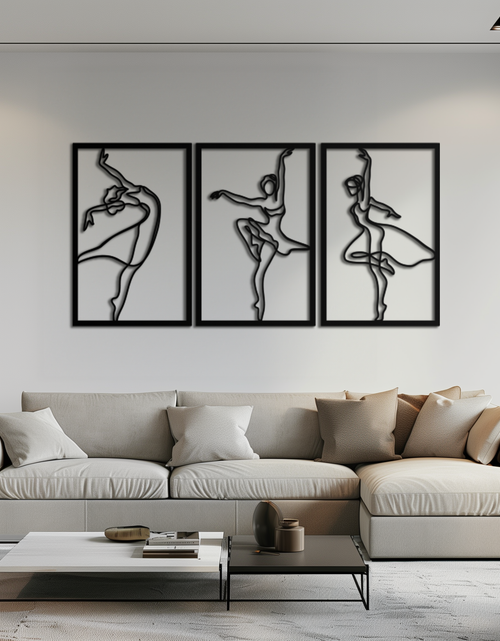 Load image into Gallery viewer, Elegant Ballerina Trio Metal Wall Art - Graceful Dance Silhouettes - KAF205