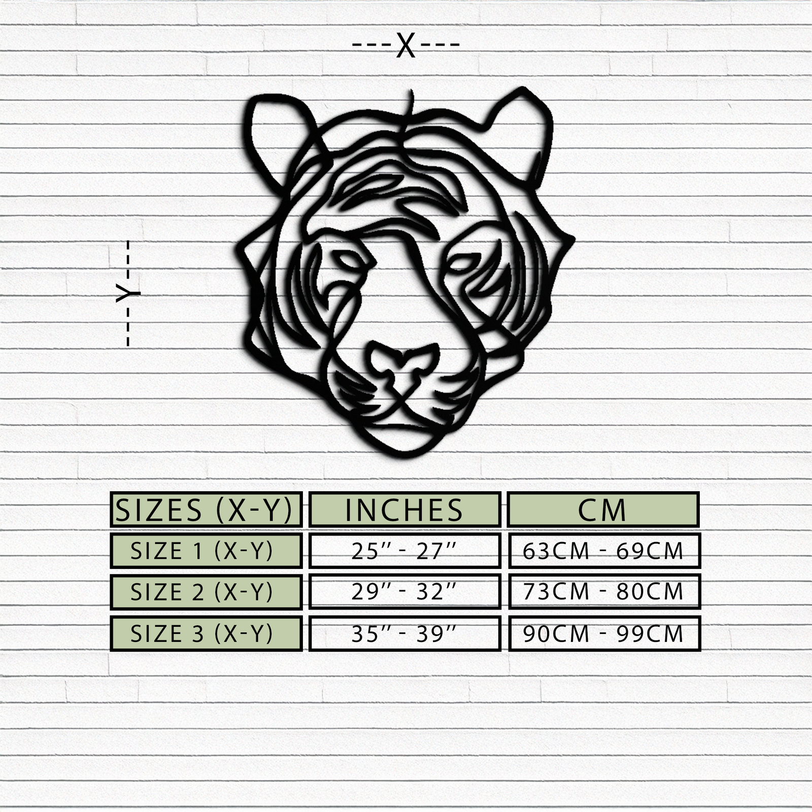 Geometric Tiger Metal Wall Art - Modern Minimalist Decor - KAF207