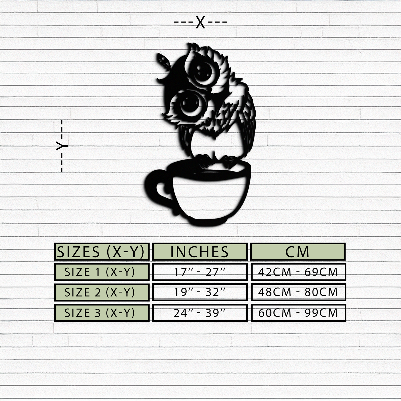 Sleepy Owl in Coffee Cup - Quirky Metal Wall Art for Coffee Lovers & Night Owls - KAF208