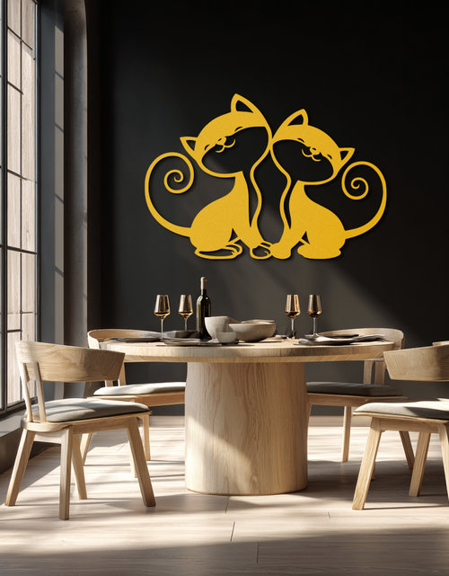 Load image into Gallery viewer, Romantic Cat Couple Metal Wall Art - Elegant Feline Silhouette Decor - KAF209
