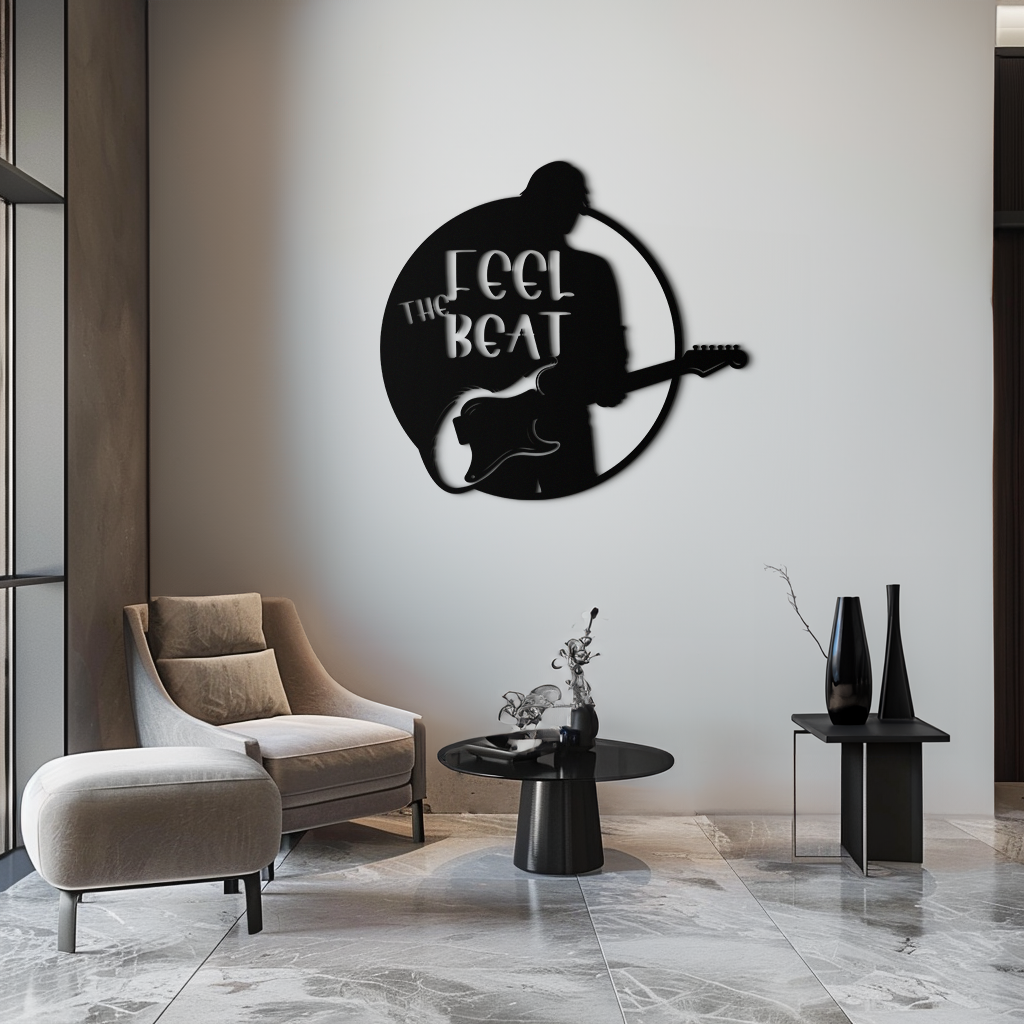 Feel the Beat Metal Wall Art - Music-Inspired Decor - KAF210