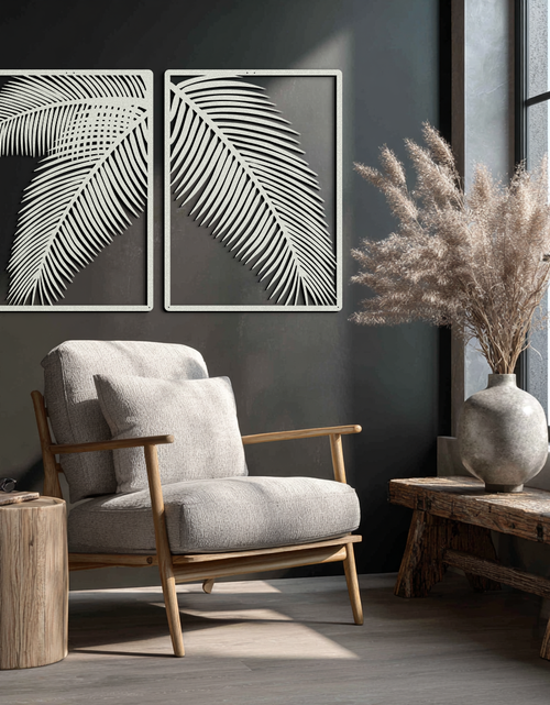 Load image into Gallery viewer, Palm Leaf Metal Wall Art – Tropical Minimalist Decor - KAF212