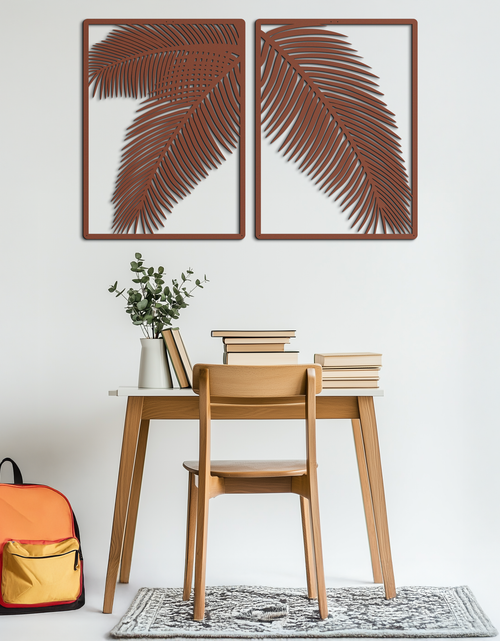 Load image into Gallery viewer, Palm Leaf Metal Wall Art – Tropical Minimalist Decor - KAF212