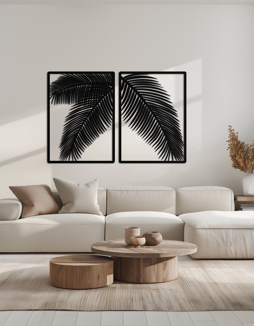 Load image into Gallery viewer, Palm Leaf Metal Wall Art – Tropical Minimalist Decor - KAF212