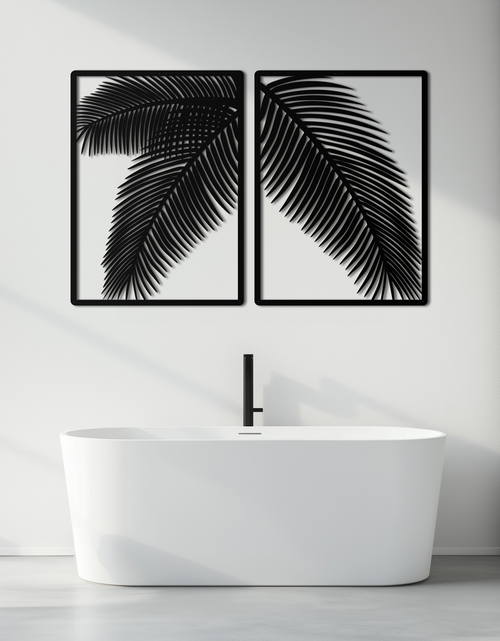 Load image into Gallery viewer, Palm Leaf Metal Wall Art – Tropical Minimalist Decor - KAF212