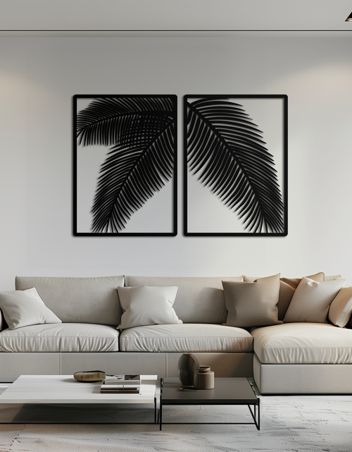 Load image into Gallery viewer, Palm Leaf Metal Wall Art – Tropical Minimalist Decor - KAF212
