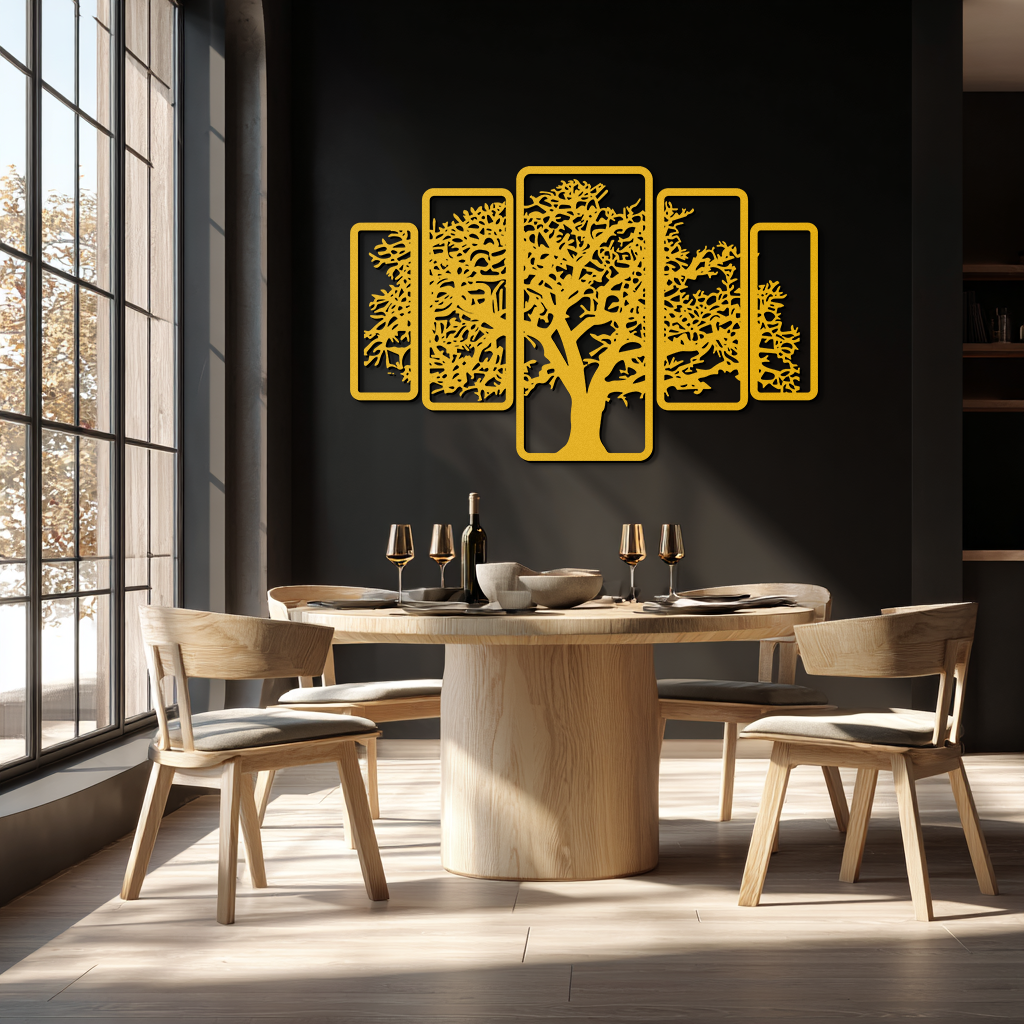Multi-Panel Tree Metal Wall Art – Nature-Inspired Decor - KAF213