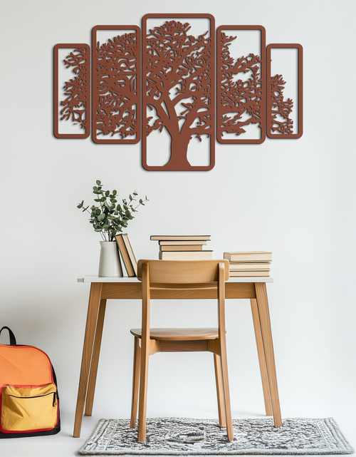 Load image into Gallery viewer, Multi-Panel Tree Metal Wall Art – Nature-Inspired Decor - KAF213