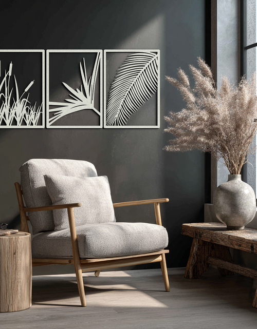 Load image into Gallery viewer, Tropical Metal Wall Art – 3-Panel Botanical Design - KAF216